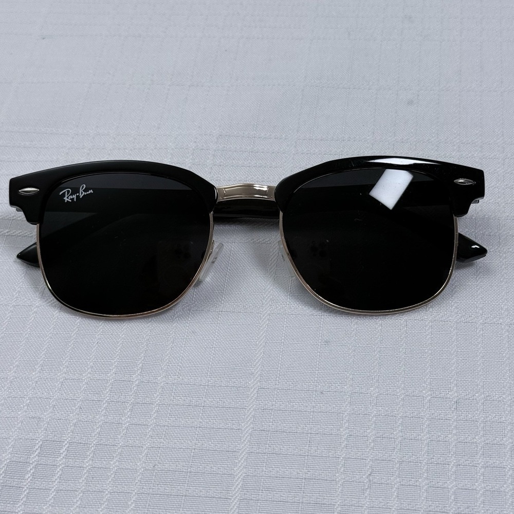 Ray-Ban RB3016 Clubmaster Black Gold Sunglasses Classic G15 Lens